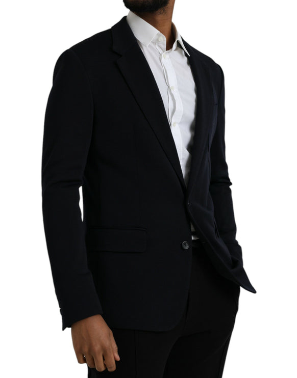 Blazer à manteau à poitrine simple en laine noire