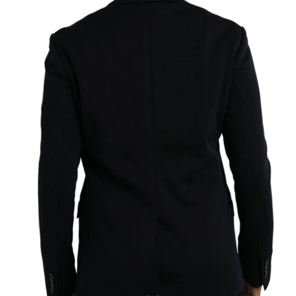 Blazer à manteau à poitrine simple en laine noire