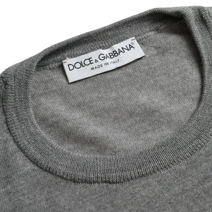 Ash Gray Wool Crew Neck Pullover Sweater