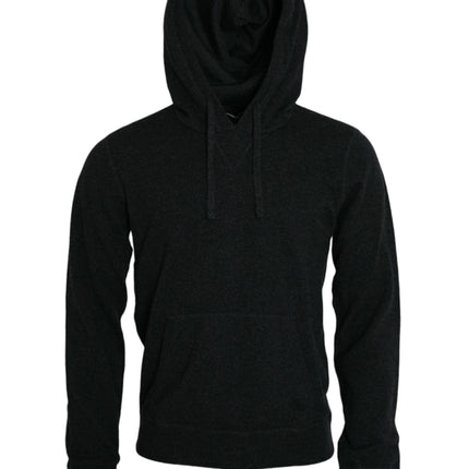 Dark Gray Cashmere Hooded Pullover Sweater