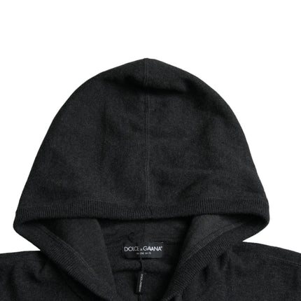 Dark Gray Cashmere Hooded Pullover Sweater