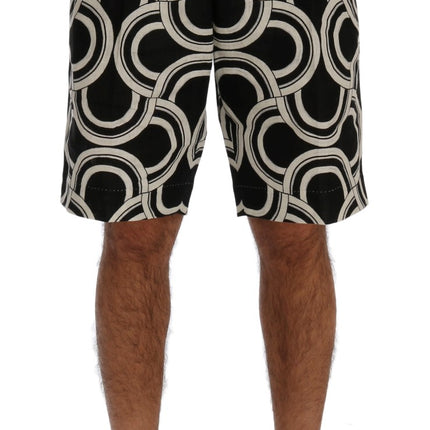 Chique zwart -wit patroon linnen shorts