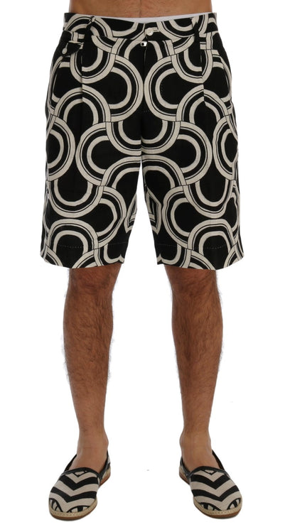 Chique zwart -wit patroon linnen shorts