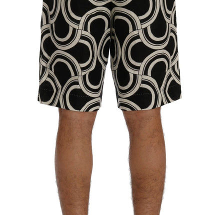 Chique zwart -wit patroon linnen shorts