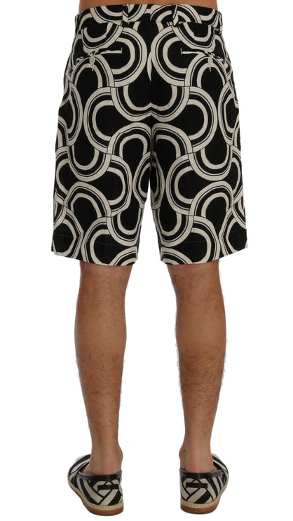 Chique zwart -wit patroon linnen shorts