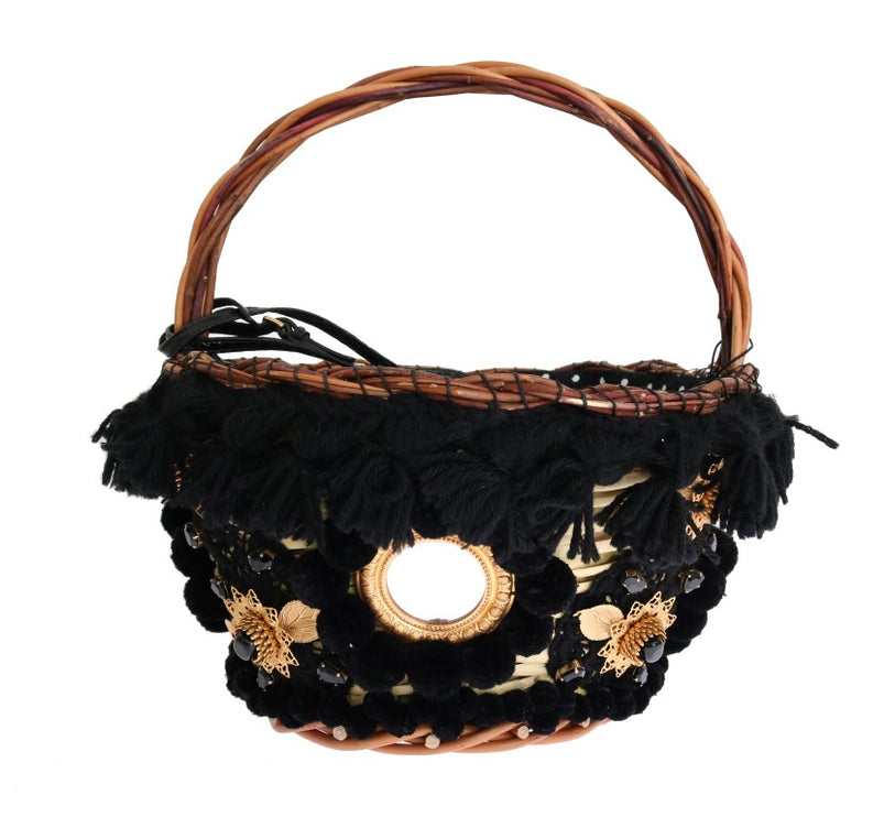 Sac de godet de serpent à paille beige et noir chic et noir