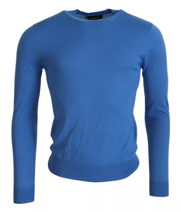 Azul Lana Mangas Largas Crewneck Pullover Sweater