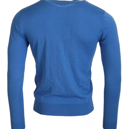 Azul Lana Mangas Largas Crewneck Pullover Sweater