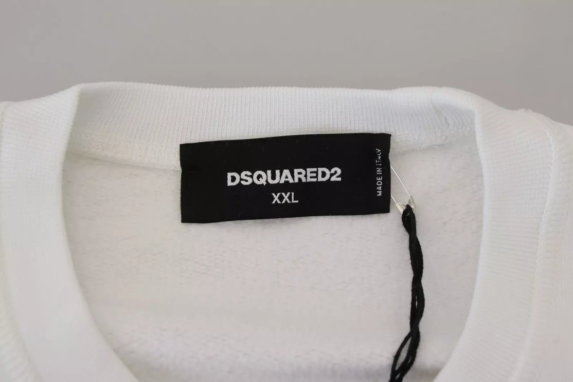 Sudadera blanca con cuello redondo bordado