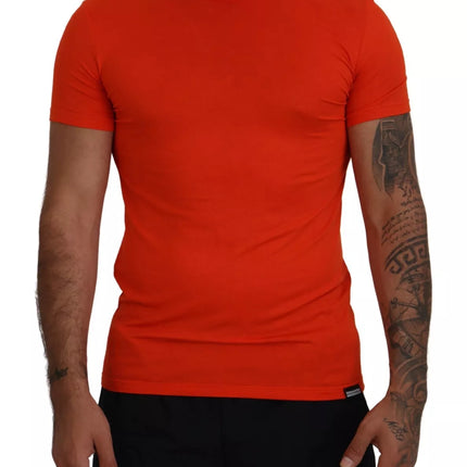 Camiseta de manga corta de modal naranja con cuello redondo