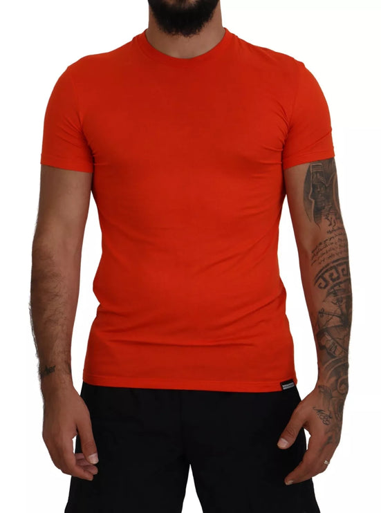 Camiseta de manga corta de modal naranja con cuello redondo