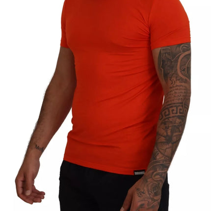 Camiseta de manga corta de modal naranja con cuello redondo