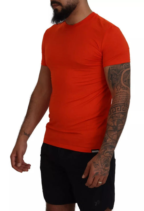 Camiseta de manga corta de modal naranja con cuello redondo