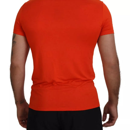 Camiseta de manga corta de modal naranja con cuello redondo