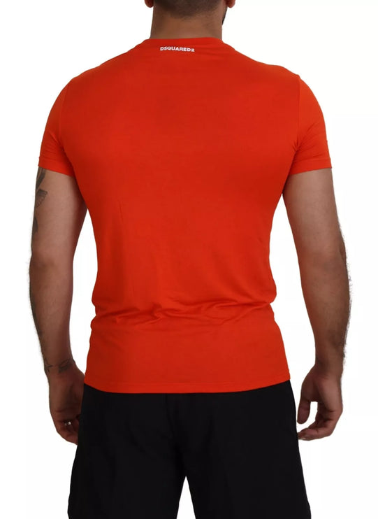 Camiseta de manga corta de modal naranja con cuello redondo