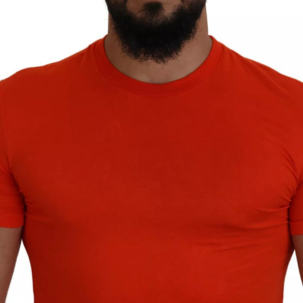 Camiseta de manga corta de modal naranja con cuello redondo