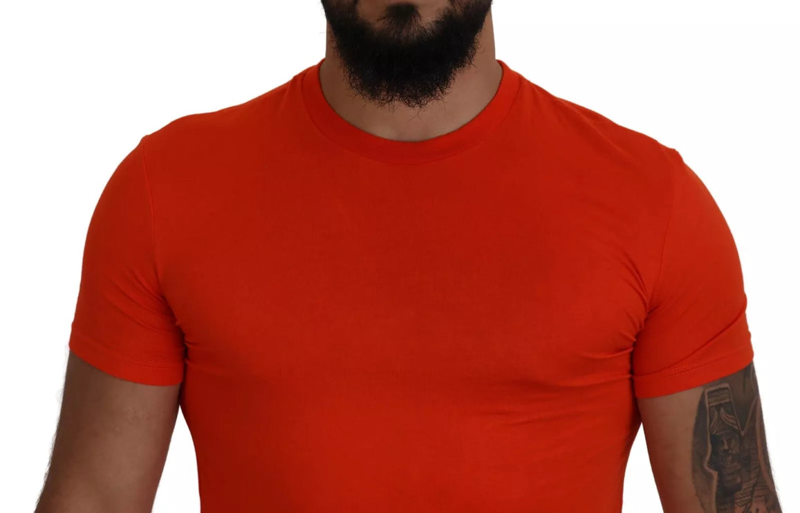 Camiseta de manga corta de modal naranja con cuello redondo