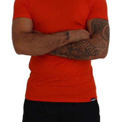 Camiseta de manga corta de modal naranja con cuello redondo