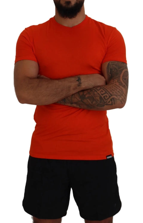 Camiseta de manga corta de modal naranja con cuello redondo