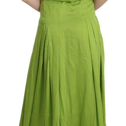 Vestido plisado de line de espagueti de espagueti verde