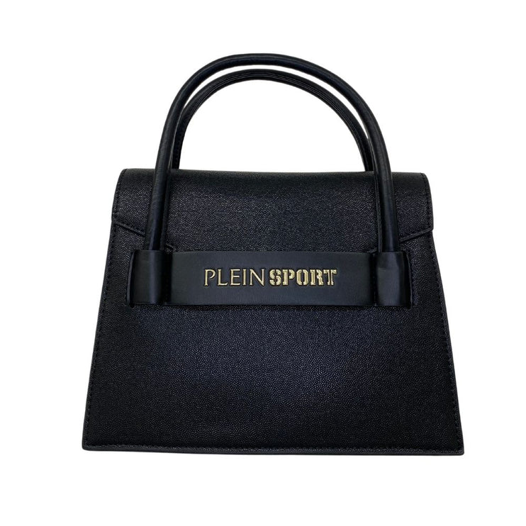 Elegante bolso negro con logotipo