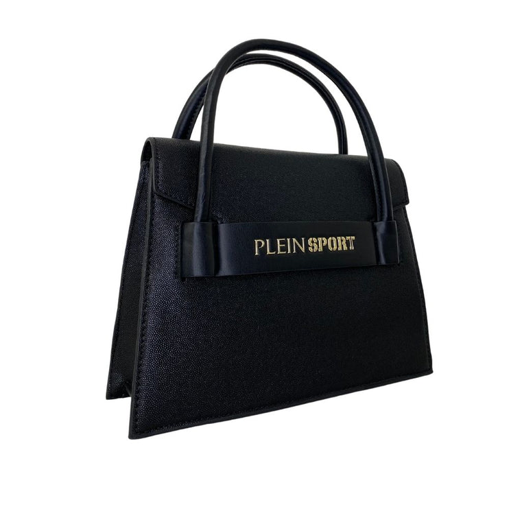 Elegante bolso negro con logotipo