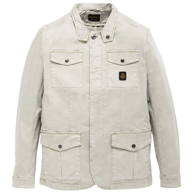 Veste en coton à quatre pochettes beige élégante