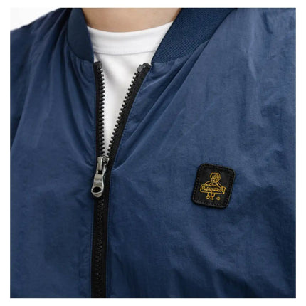 Chaqueta de bombardero azul casual elevado