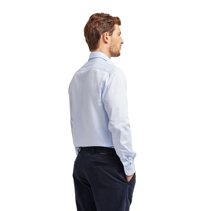 Elegante camisa de hombre de algodón azul claro para hombres