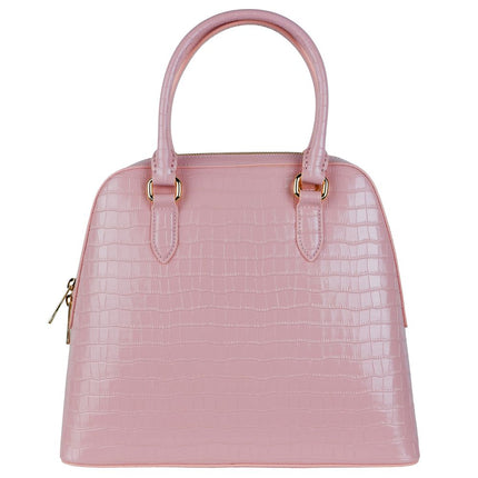 Elegante bolso rosa de piel de becerro con estampado de pitón