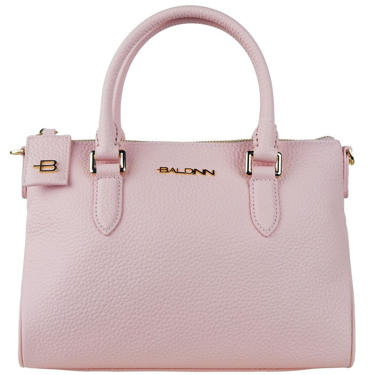 Elegante bolso rosa de piel de becerro texturizada