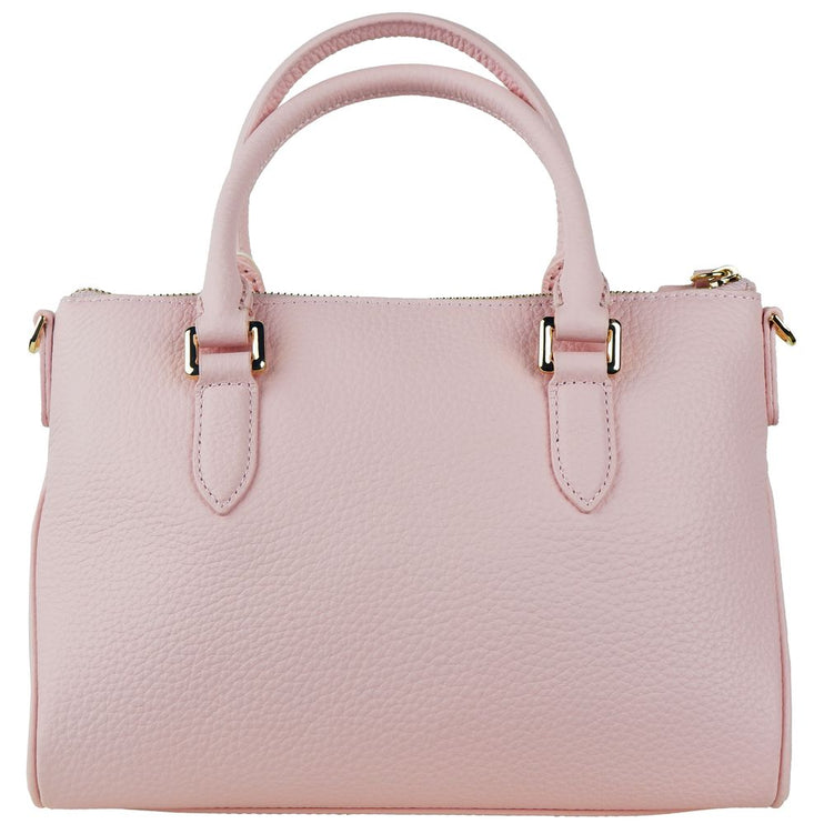 Elegante bolso rosa de piel de becerro texturizada