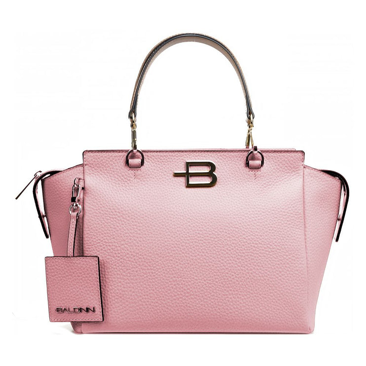 Elegante bolso rosa de piel de becerro texturizada