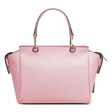 Elegante bolso rosa de piel de becerro texturizada