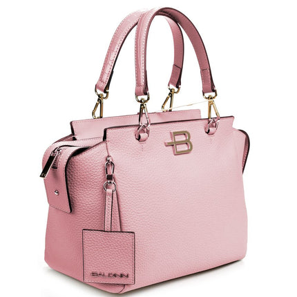 Elegante bolso rosa de piel de becerro texturizada