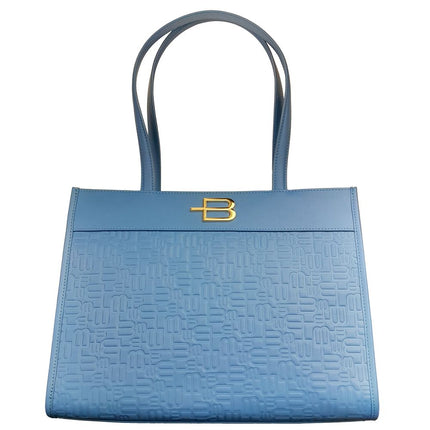 Elegante bolsa de la compra azul claro con logotipo