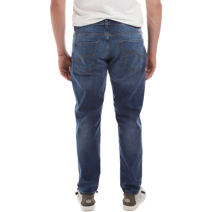 Jeans de mezclilla de confort de lavado mediano elegantes