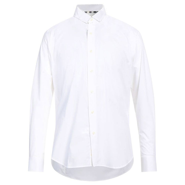 Elegante camisa de mezcla de algodón blanco