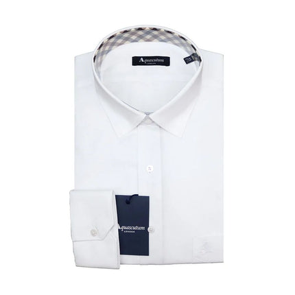 Elegante camisa de mezcla de algodón blanco