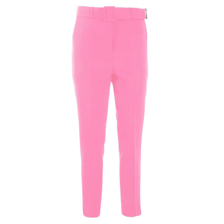 Pink Polyester Women Trouser