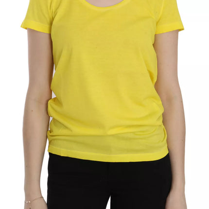 Camisa de manga corta de cuello redondo amarillo blusa superior