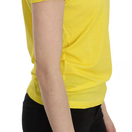 Camisa de manga corta de cuello redondo amarillo blusa superior