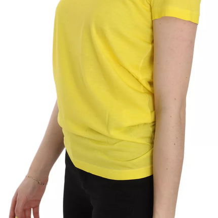 Camisa de manga corta de cuello redondo amarillo blusa superior