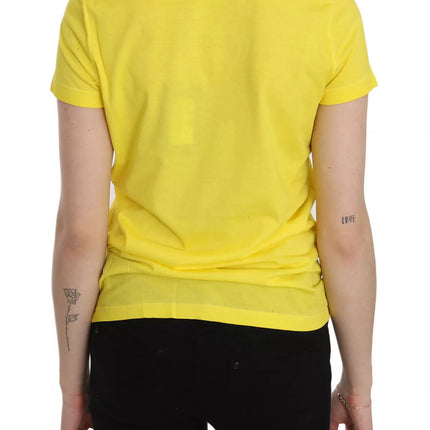 Camisa de manga corta de cuello redondo amarillo blusa superior