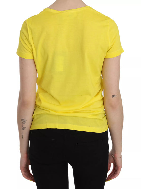 Camisa de manga corta de cuello redondo amarillo blusa superior