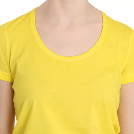 Camisa de manga corta de cuello redondo amarillo blusa superior