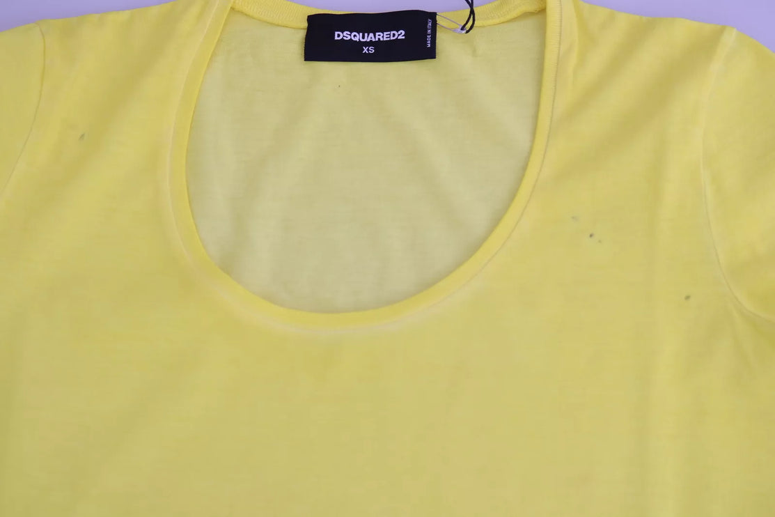 Camisa de manga corta de cuello redondo amarillo blusa superior