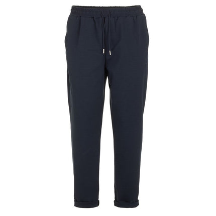 Elegant Blue Cotton Blend Trousers