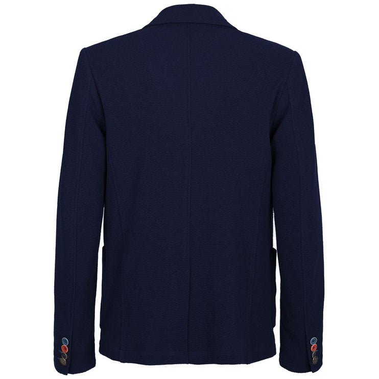 Chic Blue Cotton Blend Jacket for Men