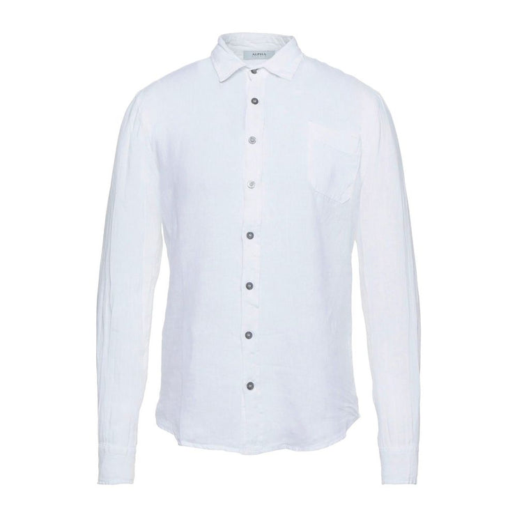 Elegante camisa de lino blanco para hombres